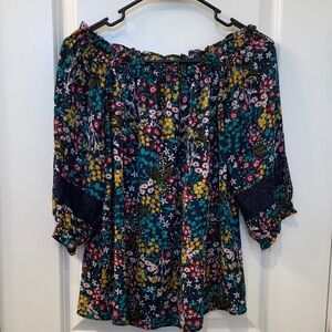 New York & Company Vibrant Floral Off-Shoulder Blouse
